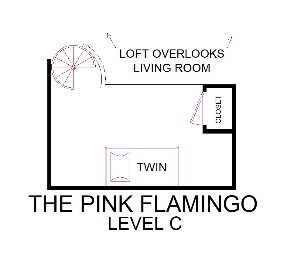 A level C layout view of Sand 'N Sea's beachside house vacation rental in Galveston named The Pink Flamingo